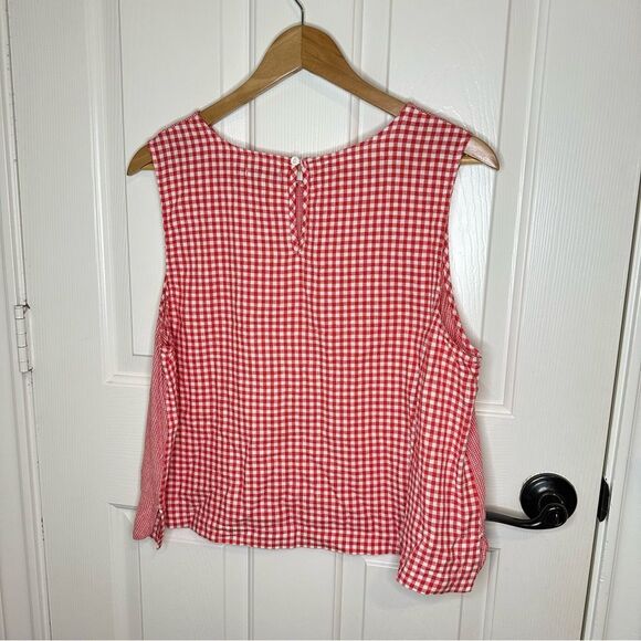 Croft & Barrow Red White Linen Blend Sleeveless Shell Top Sz L Coastal Cowgirl - Picture 4 of 8